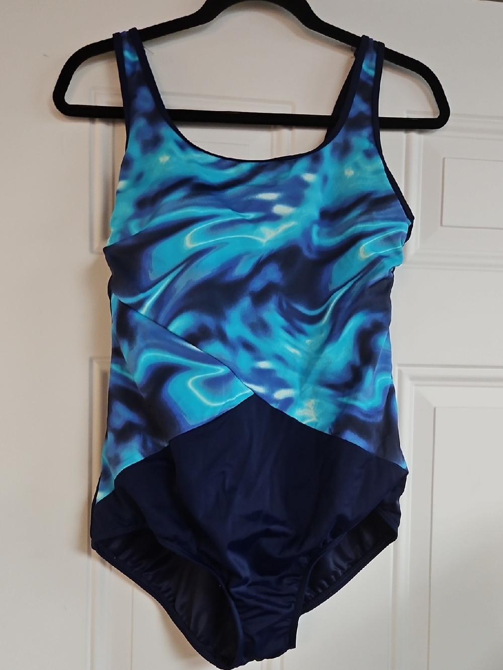 Lands' End Blue and Navy One-Piece Swimsuit